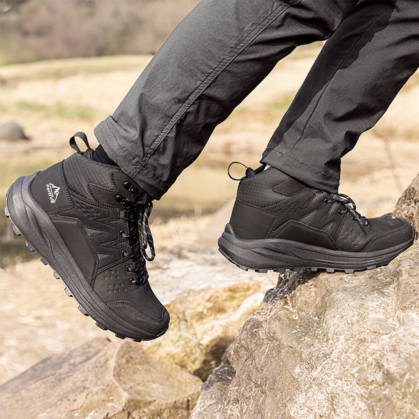 Men's Cap-Toe Lightweight Hiking Boots - BLACK - 4